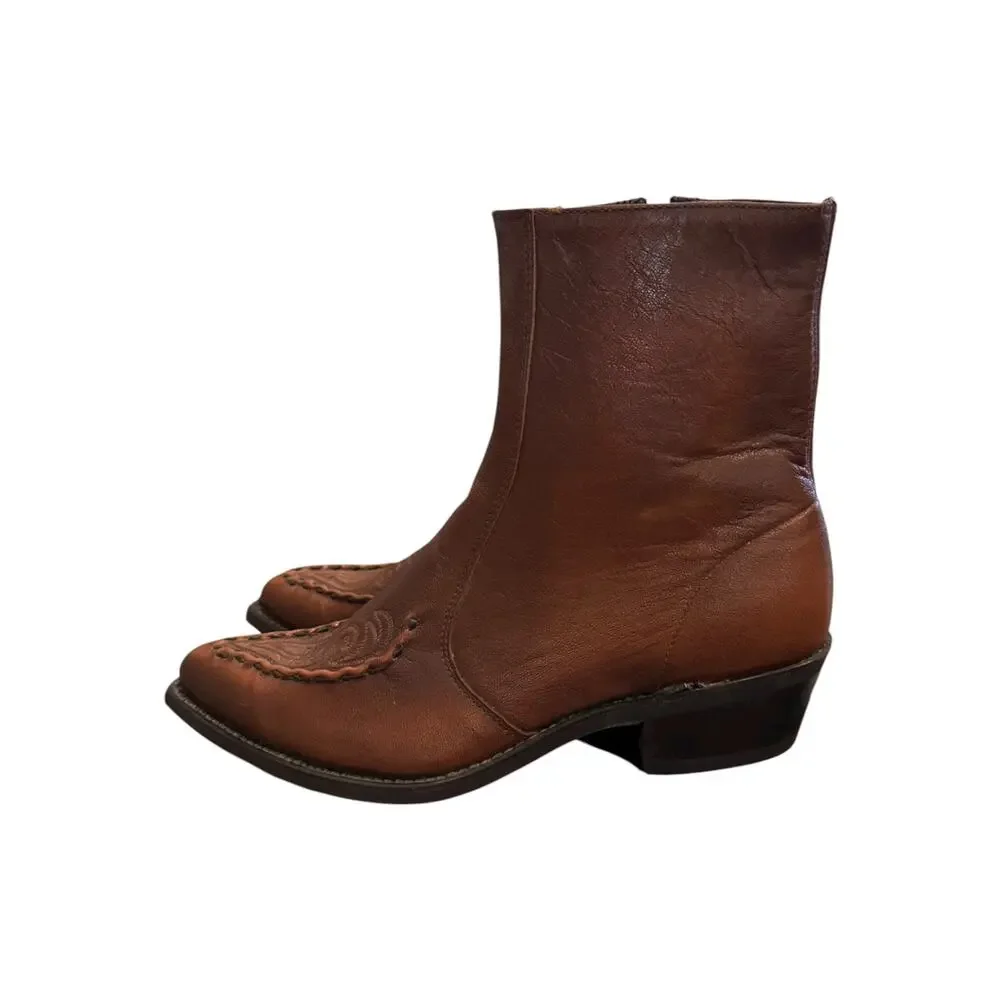 Laredo 07384 Brown Leather Western Zip Ankle Boots NWT Men’s 11 D
